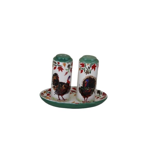 Inslee Fariss Anthrpologie Salt Pepper Set Turkey Shakers Ceramic 91177 - Picture 1 of 4